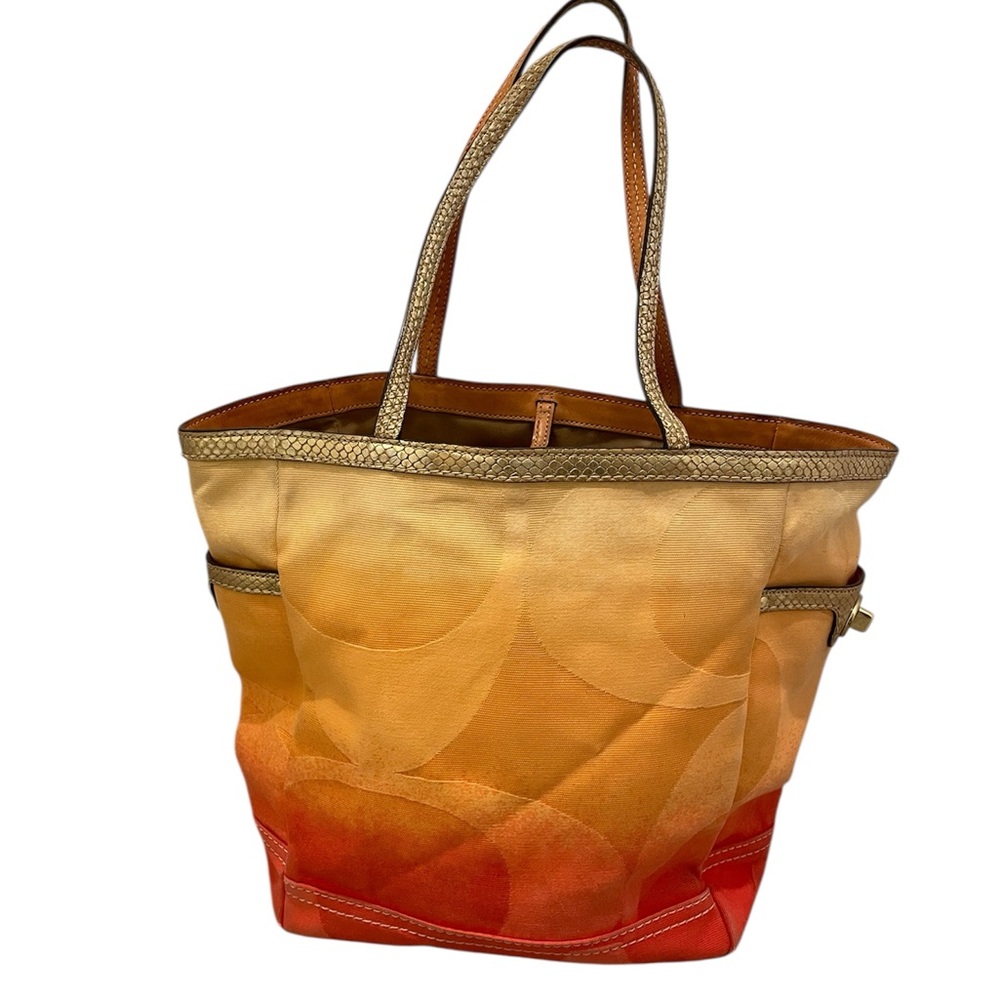 Coach Limited Edition Orange Ombré Reptile Snake Tote Bag Vintage